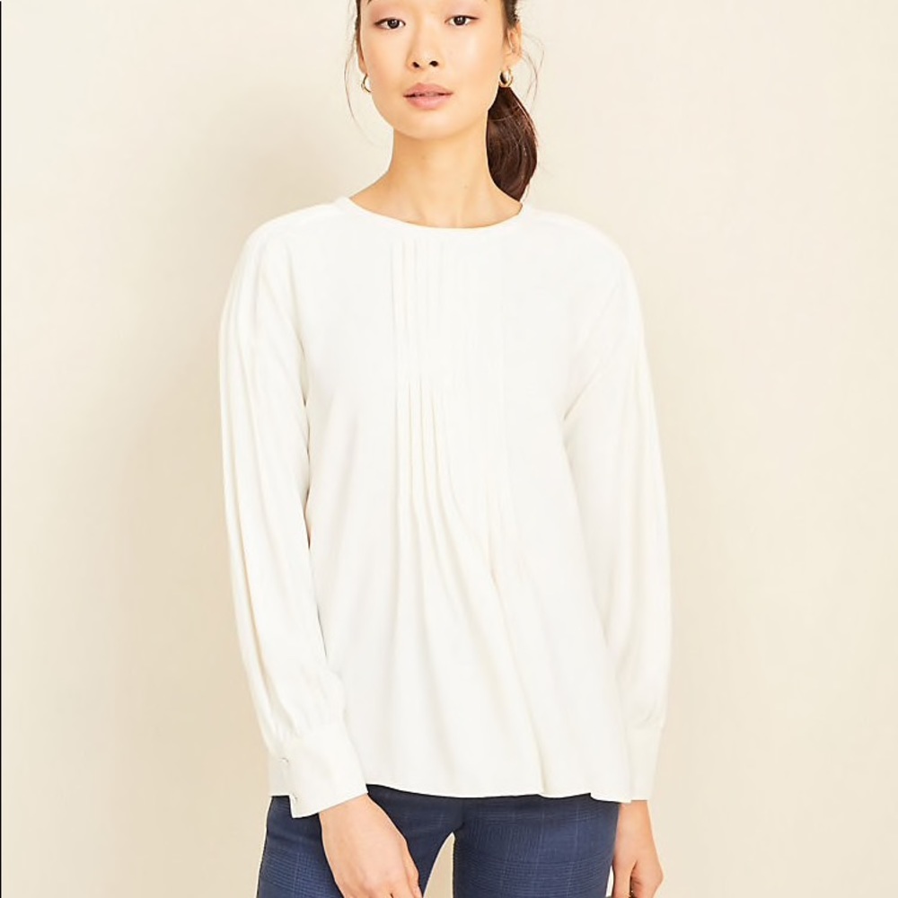 Ann Taylor Pleat Tie Back Top